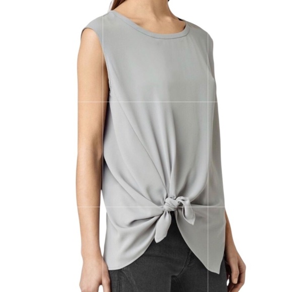 All Saints Tops - All Saints Heny Top Gray Left Knot Detail Size 2